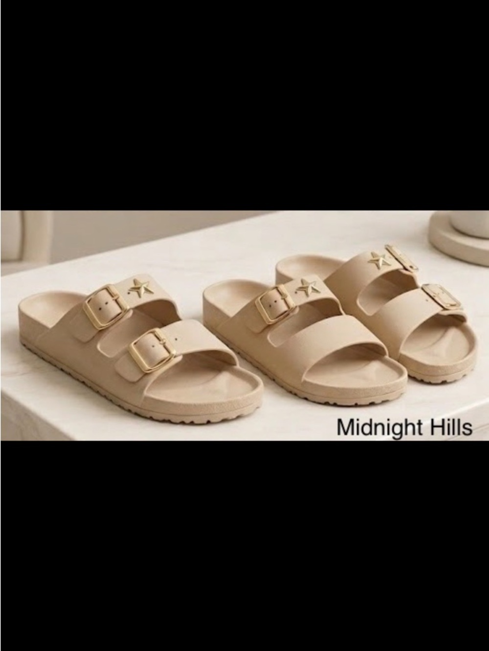 Beige Double-Strap Buckle Sandals